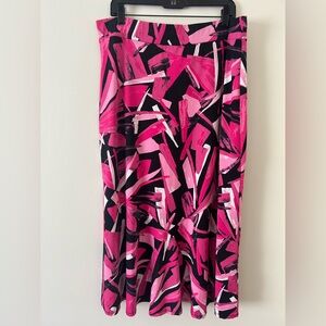 Notations Pink and Black Abstract Maxi Skirt
